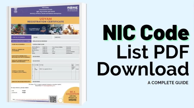 NIC Code List PDF Download
